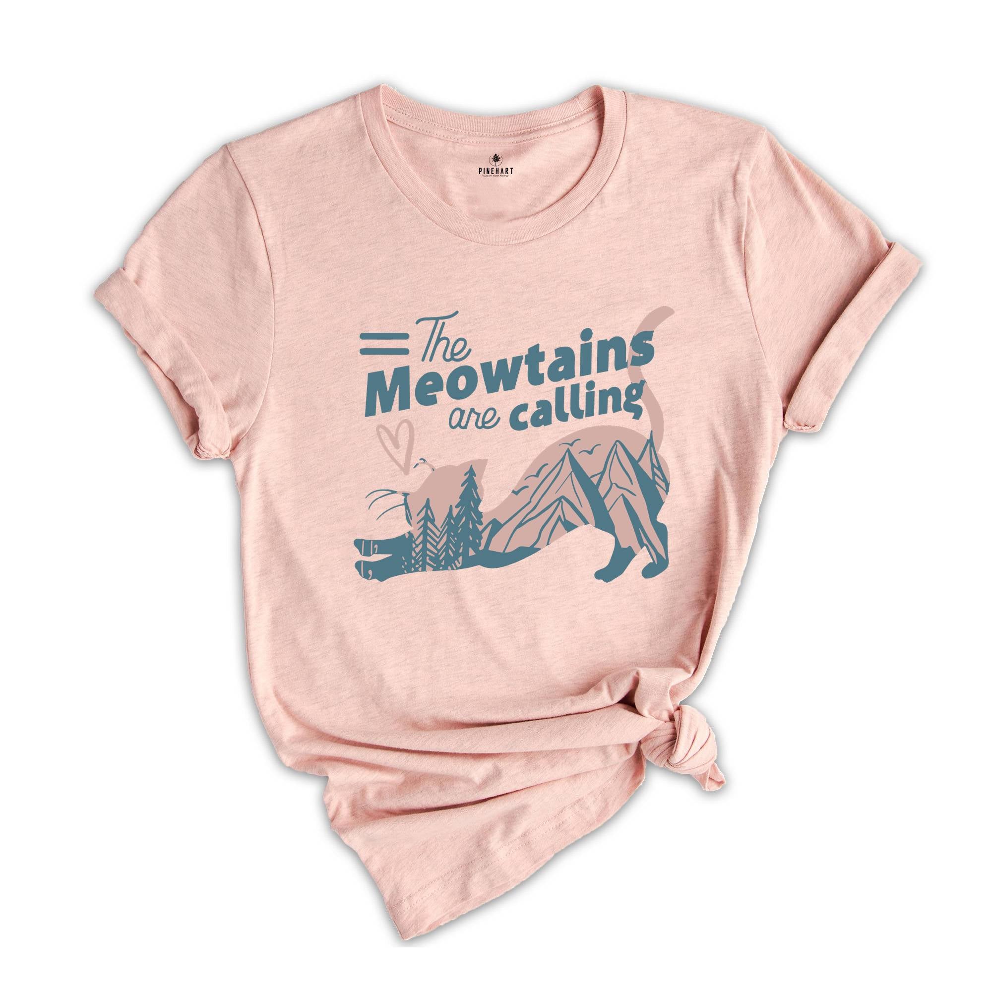 The Mountains Are Calling, Camping shirt, Happy Camper, Hiking Shirt, Adventure Awaits, Cat mama, Cat Owner Gift