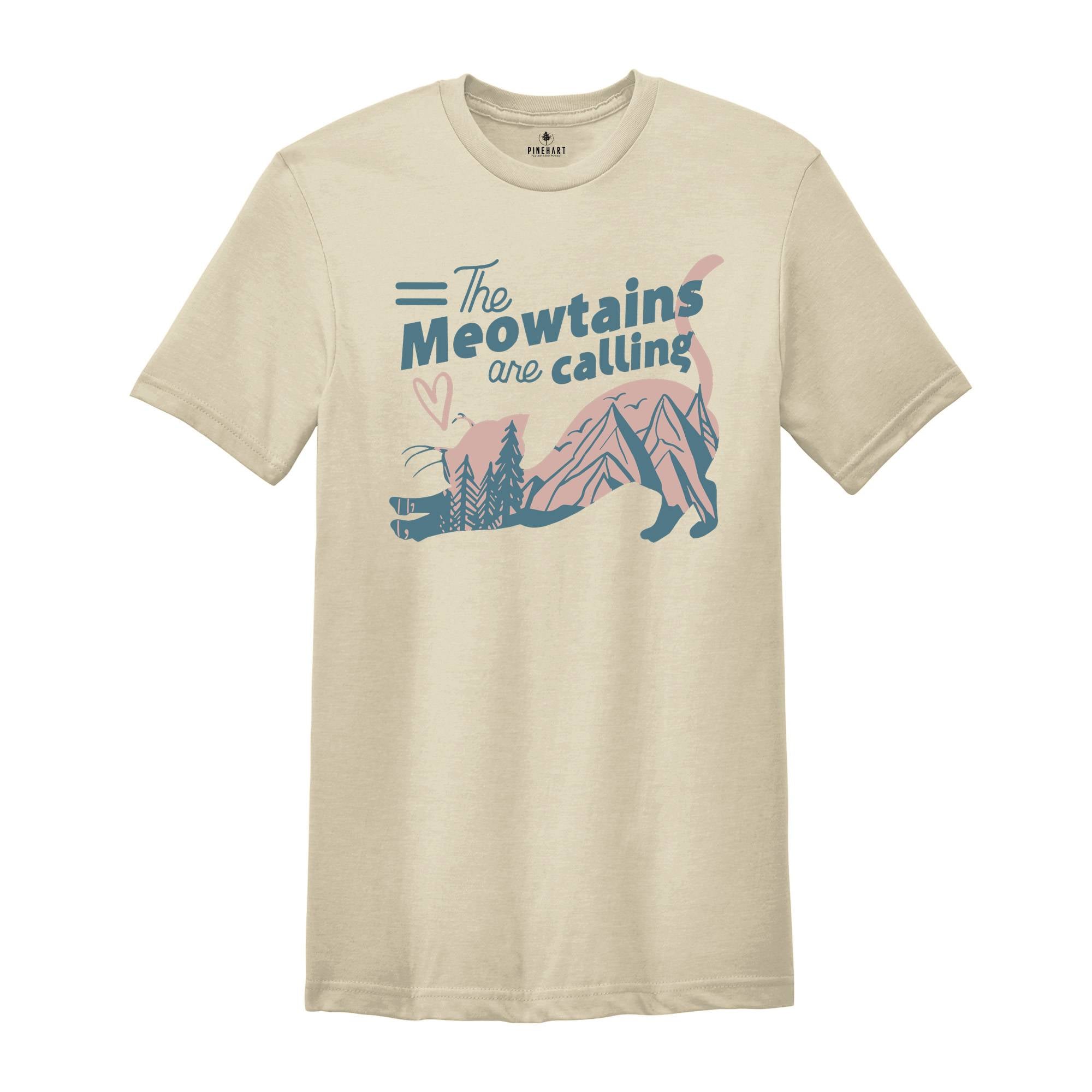 The Mountains Are Calling, Camping shirt, Happy Camper, Hiking Shirt, Adventure Awaits, Cat mama, Cat Owner Gift