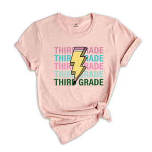 Third Grade Pencil Shirt, Pencil Bolt Shirt, Retro Shirt, Back To School Shirt, School Shirt, Teacher Shirt, Pencil Shirt, Teacher Gift