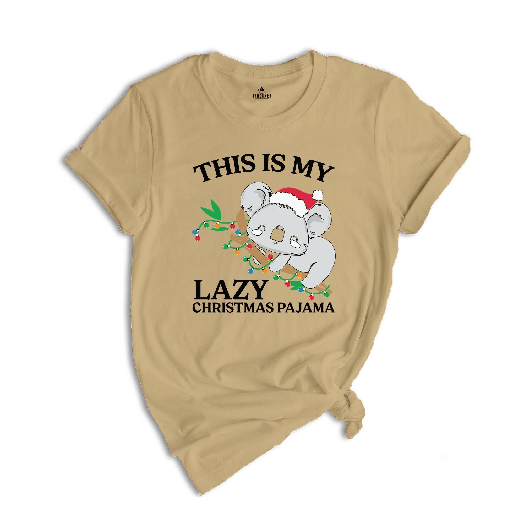 This is My Lazy Christmas Pajama Shirt, Funny Christmas Shirt, Christmas Koala T-Shirt, Christmas Lights Koala, Holiday Shirt