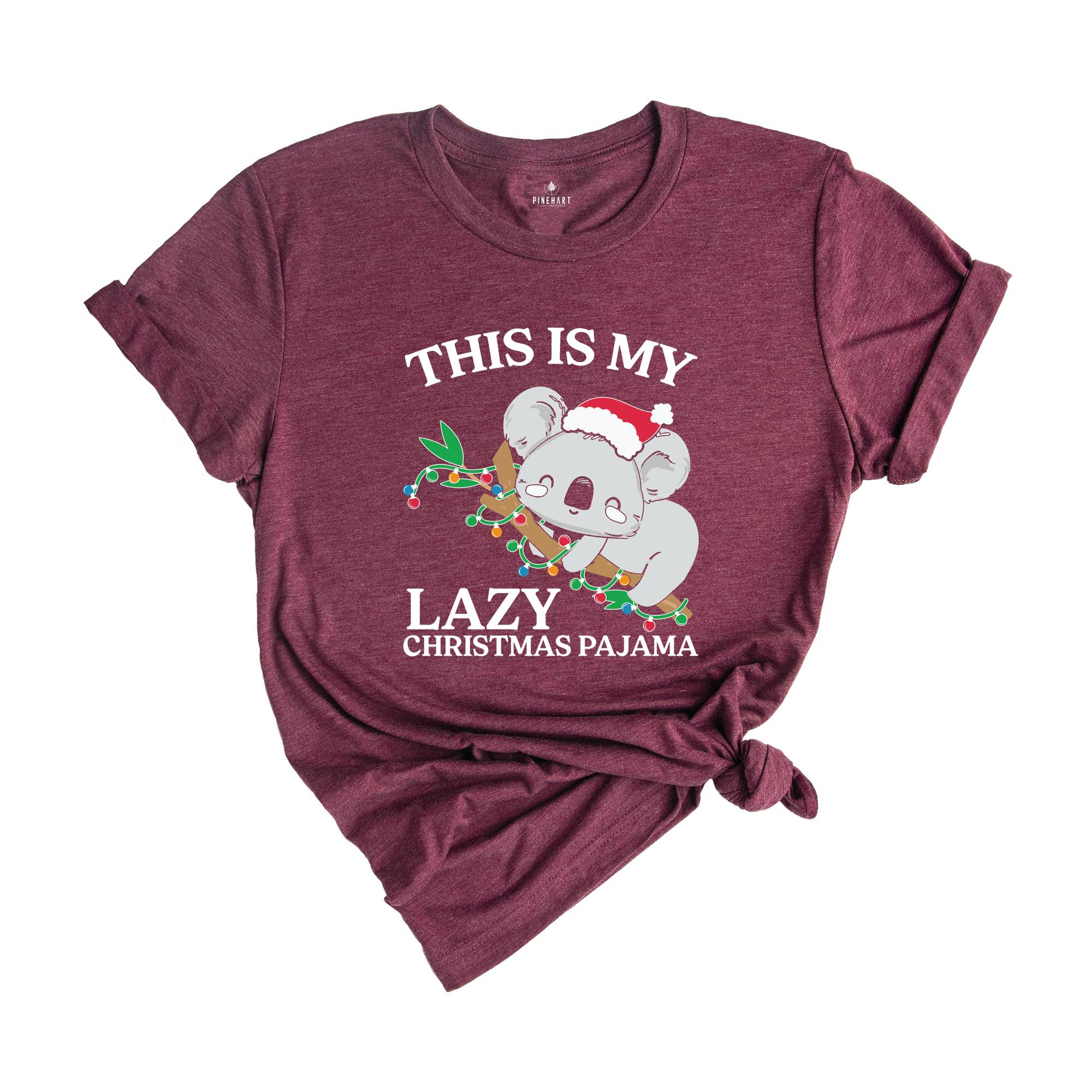 This is My Lazy Christmas Pajama Shirt, Funny Christmas Shirt, Christmas Koala T-Shirt, Christmas Lights Koala, Holiday Shirt