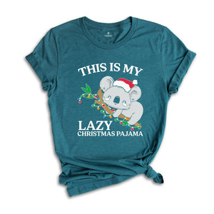 This is My Lazy Christmas Pajama Shirt, Funny Christmas Shirt, Christmas Koala T-Shirt, Christmas Lights Koala, Holiday Shirt