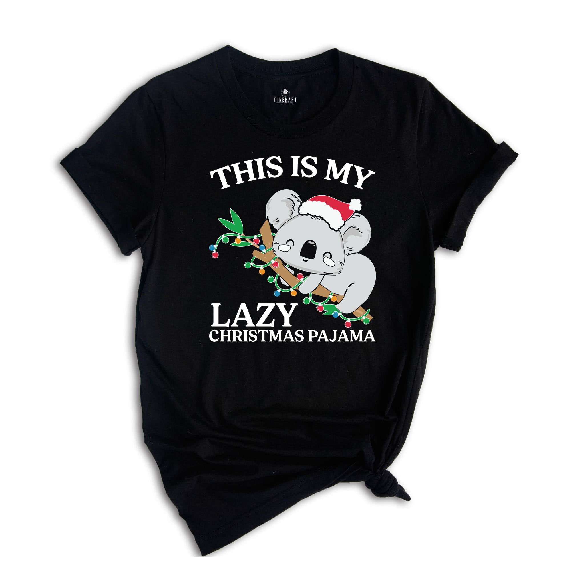 This is My Lazy Christmas Pajama Shirt, Funny Christmas Shirt, Christmas Koala T-Shirt, Christmas Lights Koala, Holiday Shirt