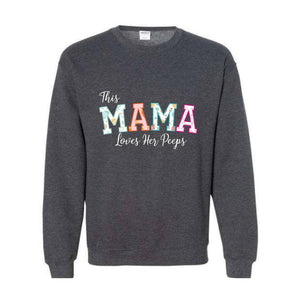 This Mama Loves Her Peeps Custom Easter Sweatshirt, Personalized Easter Peeps Writing on Sleeve Hoodie