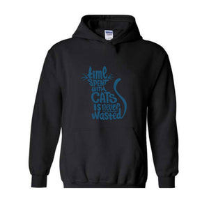 Time Spent With Cats Is Never Wasted Hoodie, Gifts For Cat Owners, Cat Hoodie, Cat Quotes Hoodie