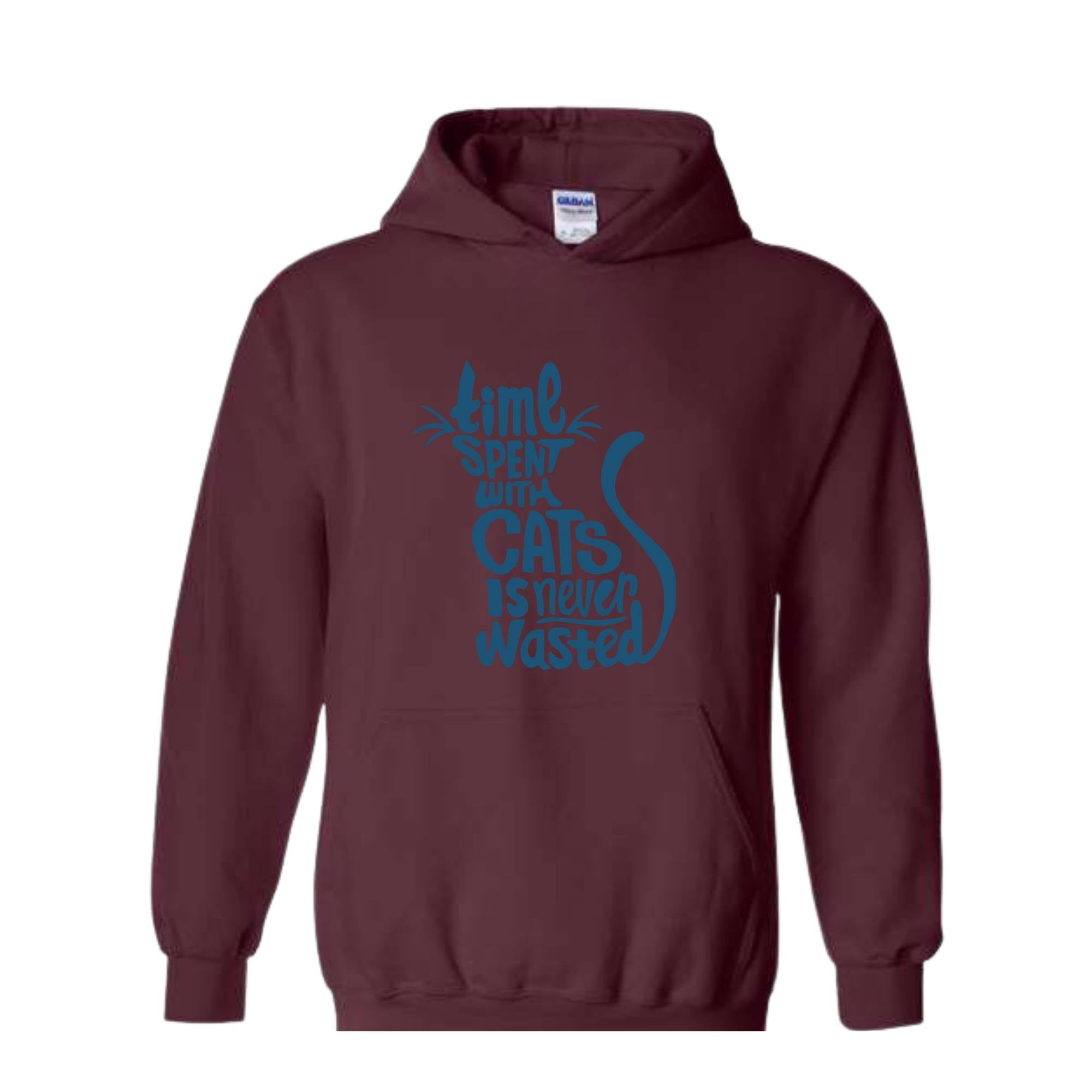 Time Spent With Cats Is Never Wasted Hoodie, Gifts For Cat Owners, Cat Hoodie, Cat Quotes Hoodie