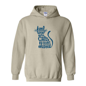 Time Spent With Cats Is Never Wasted Hoodie, Gifts For Cat Owners, Cat Hoodie, Cat Quotes Hoodie