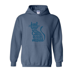 Time Spent With Cats Is Never Wasted Hoodie, Gifts For Cat Owners, Cat Hoodie, Cat Quotes Hoodie