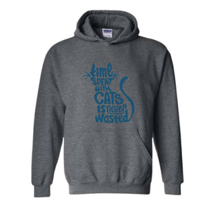 Time Spent With Cats Is Never Wasted Hoodie, Gifts For Cat Owners, Cat Hoodie, Cat Quotes Hoodie