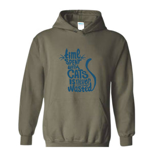 Time Spent With Cats Is Never Wasted Hoodie, Gifts For Cat Owners, Cat Hoodie, Cat Quotes Hoodie