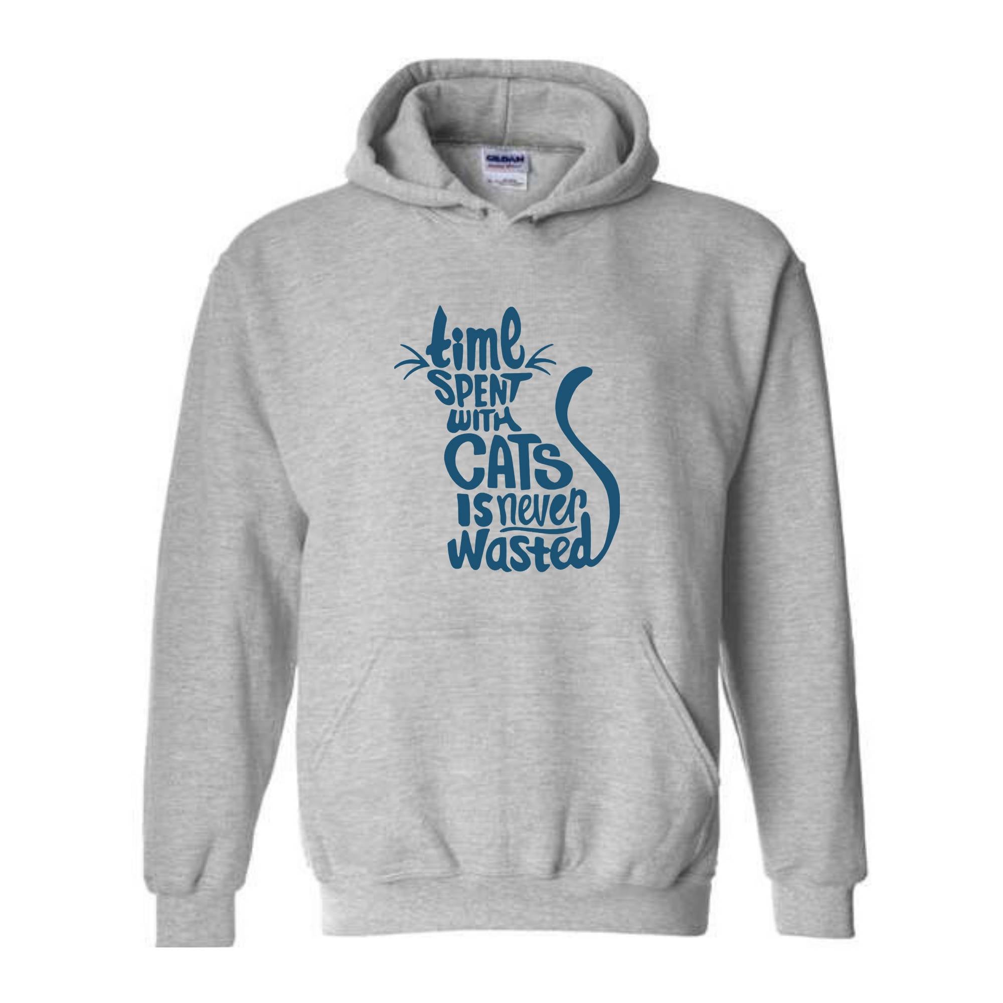 Time Spent With Cats Is Never Wasted Hoodie, Gifts For Cat Owners, Cat Hoodie, Cat Quotes Hoodie