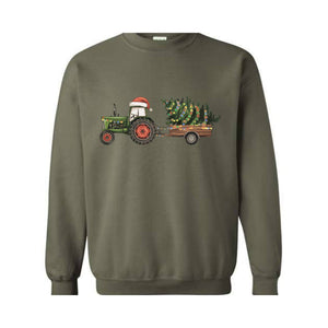 Tractor Christmas Tree Sweatshirt, Christmas Light Hoodie, Farmer Christmas Hoodie, Country Christmas Hoodie, Tractor Tree Hoodie