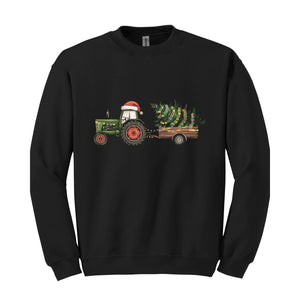 Tractor Christmas Tree Sweatshirt, Christmas Light Hoodie, Farmer Christmas Hoodie, Country Christmas Hoodie, Tractor Tree Hoodie