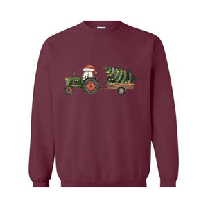 Tractor Christmas Tree Sweatshirt, Christmas Light Hoodie, Farmer Christmas Hoodie, Country Christmas Hoodie, Tractor Tree Hoodie