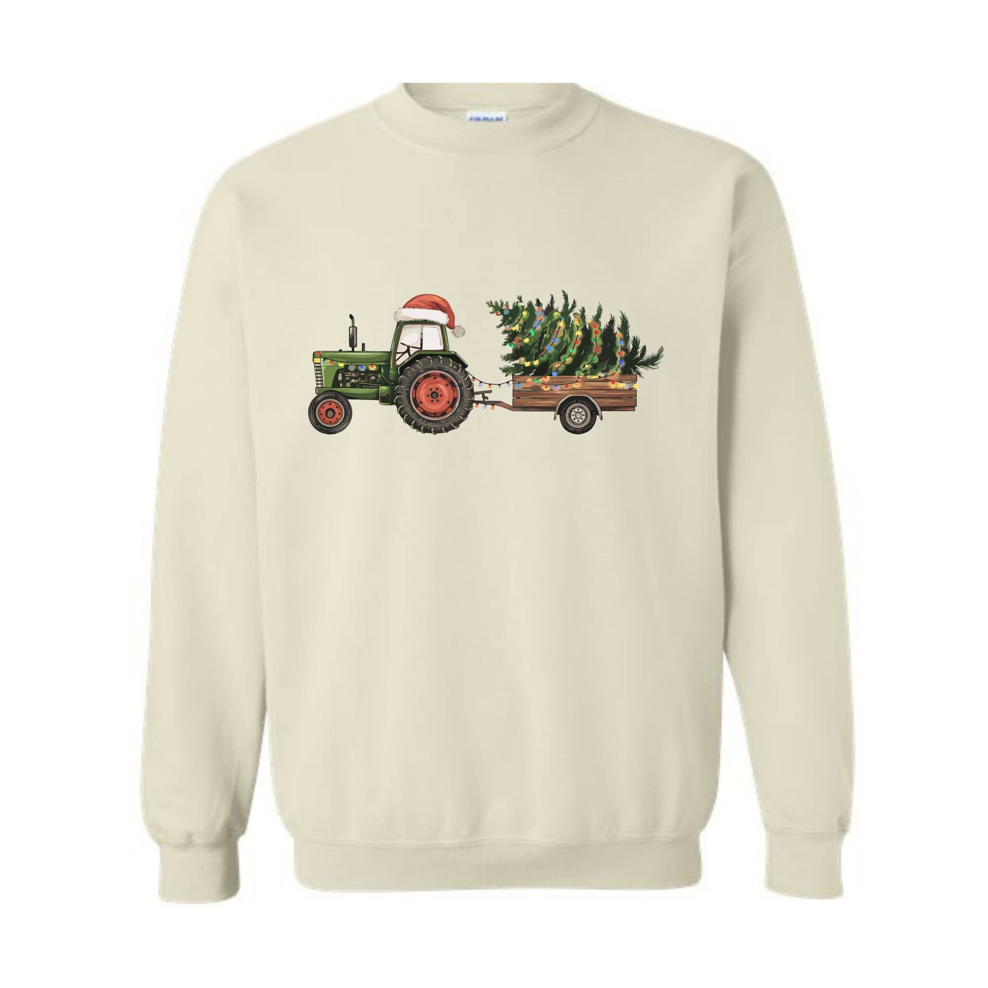Tractor Christmas Tree Sweatshirt, Christmas Light Hoodie, Farmer Christmas Hoodie, Country Christmas Hoodie, Tractor Tree Hoodie