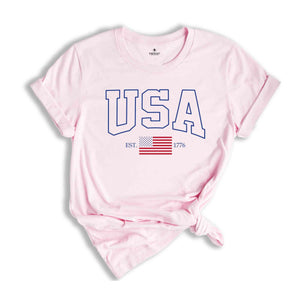 USA Flag Est 1776 Shirt, Patriotic Fourth Of July T-Shirt, American Flag Shirt, 4th Of July Gifts, Independence Day Shirts