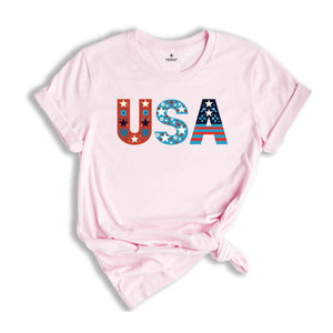 USA Floral Shirt, Retro USA Shirt, 4th of July Shirt, American Flag Tee, USA Shirt, Red White And Blue Shirt