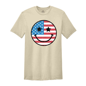 USA Smiley Shirt, 4th Of July Shirt, Retro Smiley Face Shirt, USA Shirt, Patriotic Independence Day Shirts