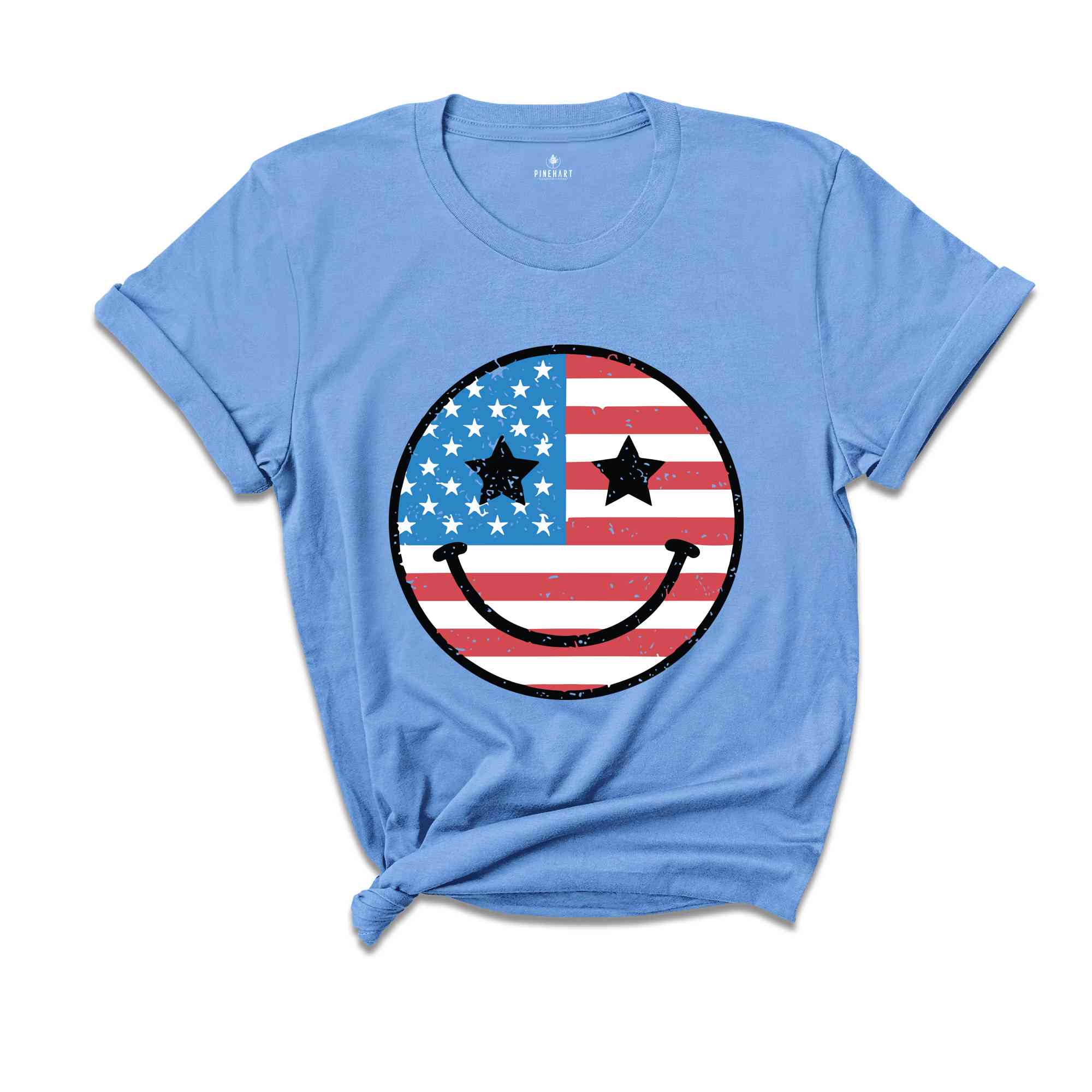 USA Smiley Shirt, 4th Of July Shirt, Retro Smiley Face Shirt, USA Shirt, Patriotic Independence Day Shirts