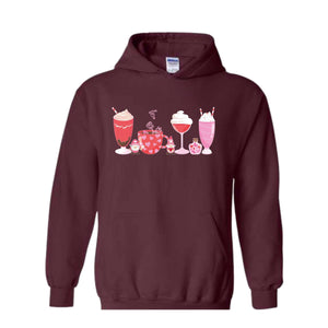 Valentines Coffee Sweatshirt, Valentines Hoodie, Valentines Day Sweatshirt, Valentine's Gift, Love and Coffee Sweatshirt, Valentines Sweater