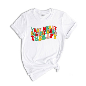 Very Merry Occupational Therapist Shirt, Christmas Occupational Therapy T-Shirt, Disco Retro OT Therapist Christmas Gift