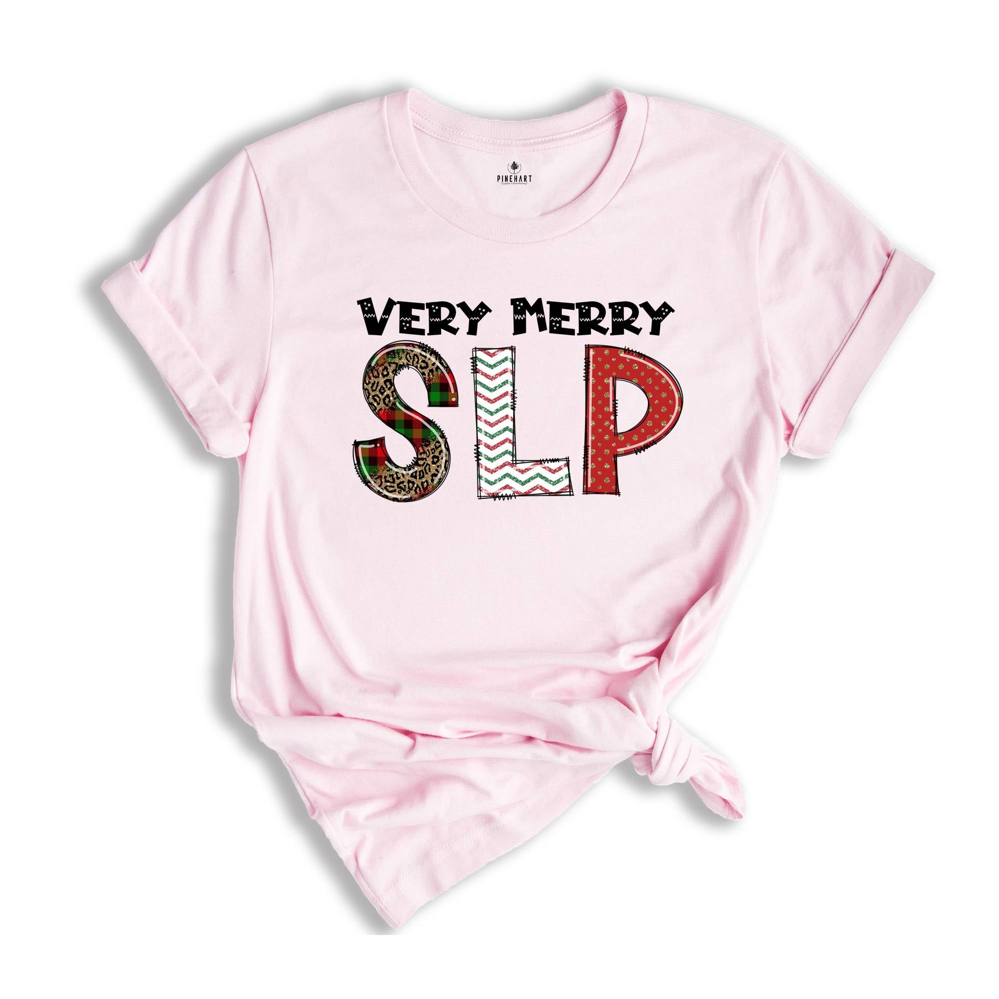 Very Merry SLP, Christmas SLP Tee, Speech Language Pathologist, Christmas Gift, Cute Xmas Speech Therapy, Holiday SLP Tee