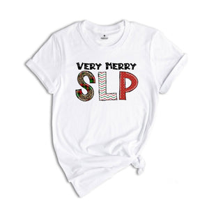 Very Merry SLP, Christmas SLP Tee, Speech Language Pathologist, Christmas Gift, Cute Xmas Speech Therapy, Holiday SLP Tee