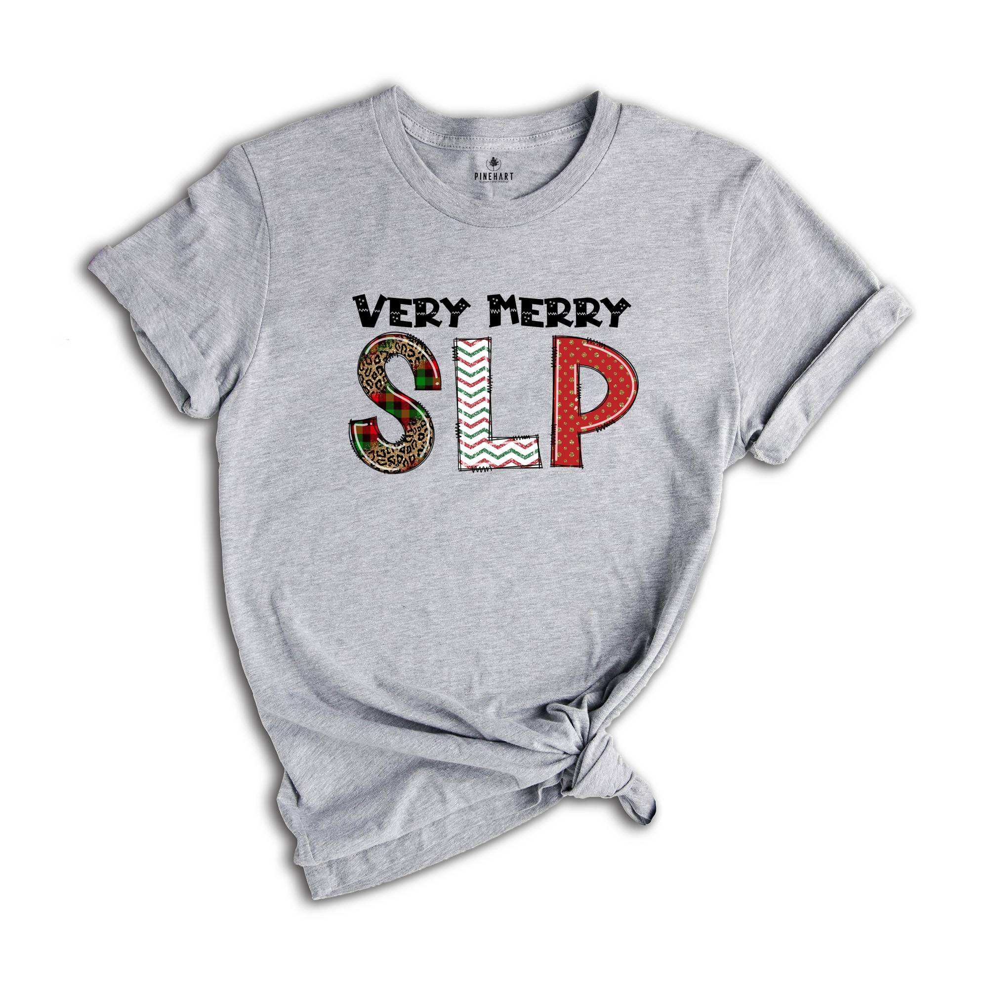 Very Merry SLP, Christmas SLP Tee, Speech Language Pathologist, Christmas Gift, Cute Xmas Speech Therapy, Holiday SLP Tee