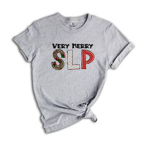 Very Merry SLP, Christmas SLP Tee, Speech Language Pathologist, Christmas Gift, Cute Xmas Speech Therapy, Holiday SLP Tee