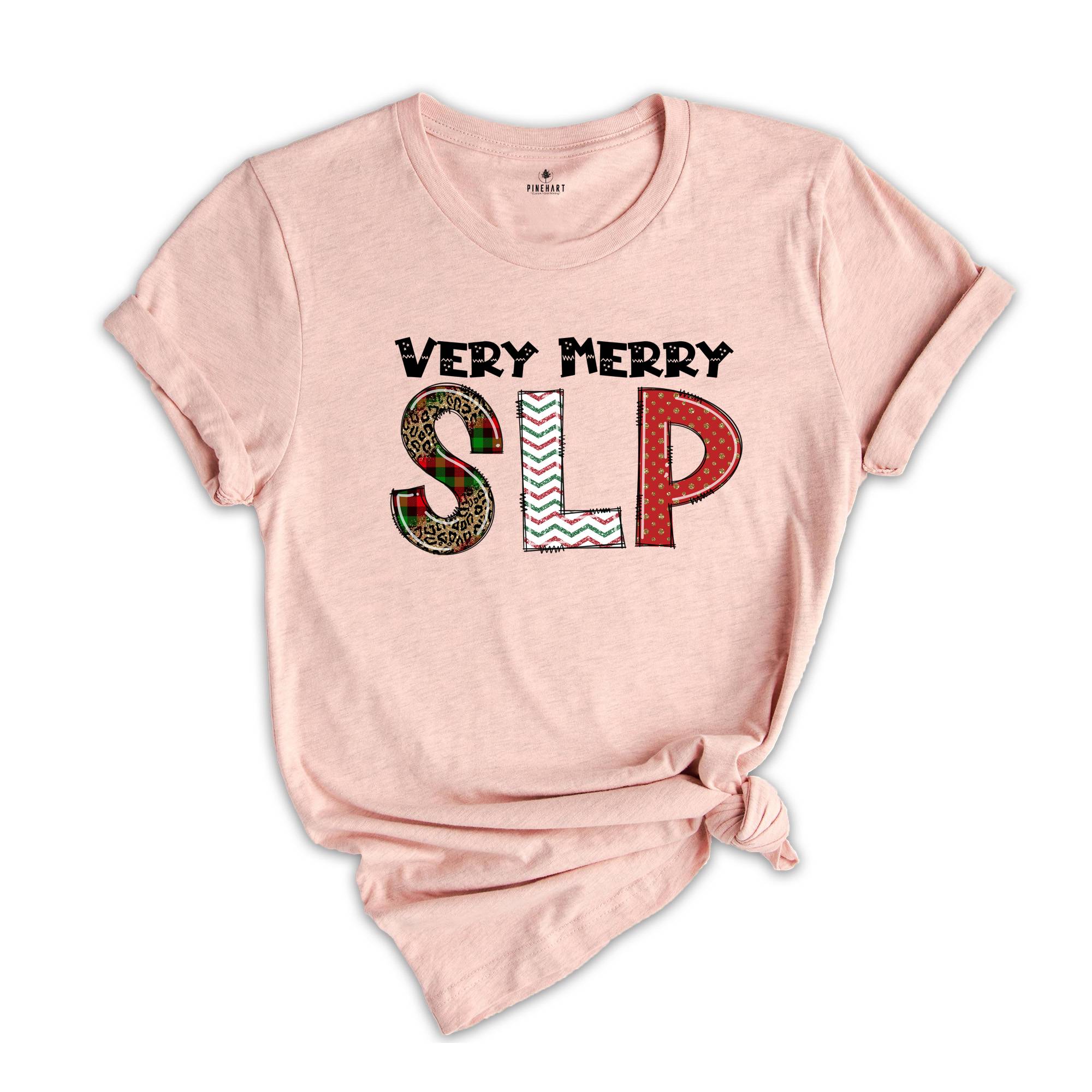 Very Merry SLP, Christmas SLP Tee, Speech Language Pathologist, Christmas Gift, Cute Xmas Speech Therapy, Holiday SLP Tee