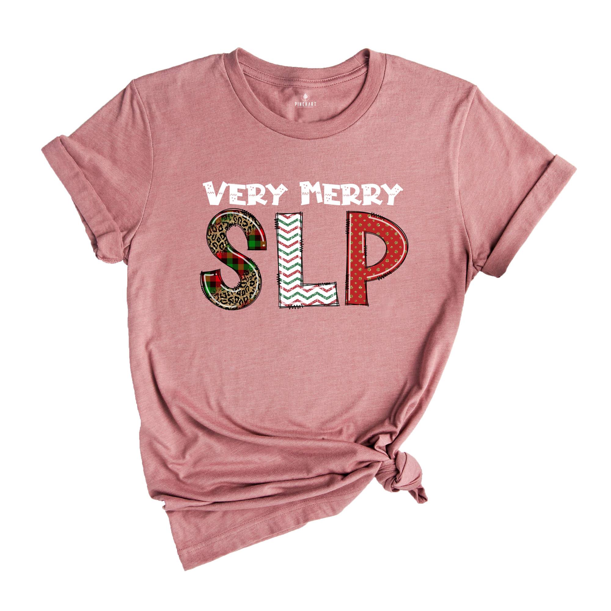 Very Merry SLP, Christmas SLP Tee, Speech Language Pathologist, Christmas Gift, Cute Xmas Speech Therapy, Holiday SLP Tee