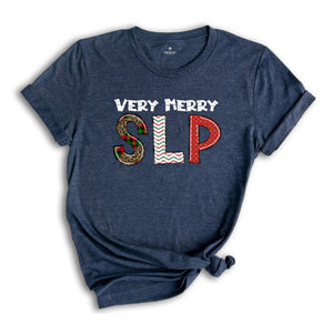 Very Merry SLP, Christmas SLP Tee, Speech Language Pathologist, Christmas Gift, Cute Xmas Speech Therapy, Holiday SLP Tee