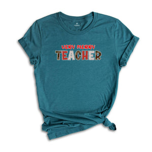 Very Merry Teacher Shirt, Teacher T-Shirt, Gift for Teacher, Christmas Teacher Shirt, Christmas Gift, Teacher Apparel