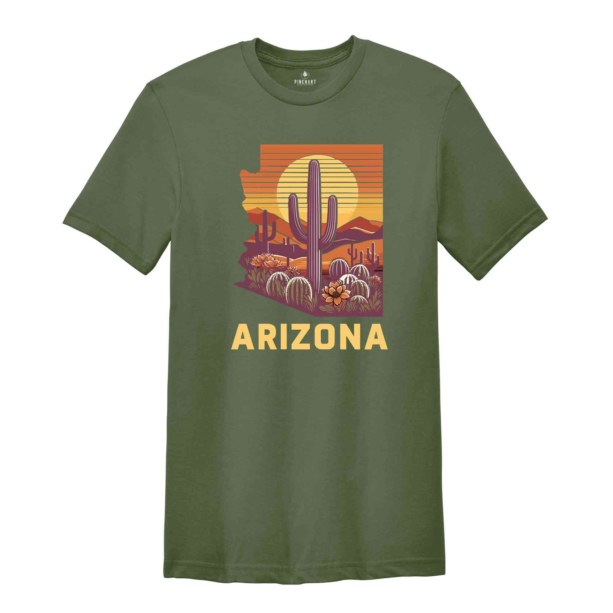 Vintage Arizona Saguaro Cactus Shirt, Prickly Pear Arizona Shirt, Arizona State Shirt, Arizona Sunset Shirt, Arizona Desert Shirt