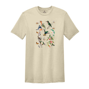 Vintage Birds Shirt, Butterflies Shirt, Nature Inspired Tee, Nature Lover Shirt, Nature Lover Gift, Vintage Style Shirt