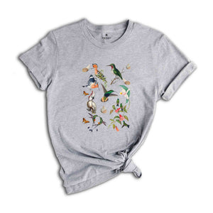 Vintage Birds Shirt, Butterflies Shirt, Nature Inspired Tee, Nature Lover Shirt, Nature Lover Gift, Vintage Style Shirt