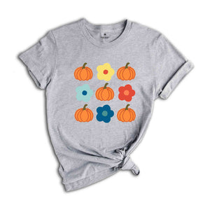 Vintage Floral And Pumpkin Shirt, Retro Halloween Shirt, Custom Shirt, Floral Pumpkin T-Shirt, Cute Fall Shirt