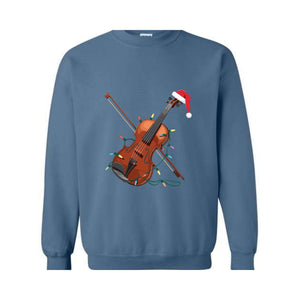 Violin Christmas Lights Sweatshirt, Violin Hoodie, Christmas Violin Hoodie, Violinist Hoodie, Musician Hoodie, Christmas Lights Hoodie