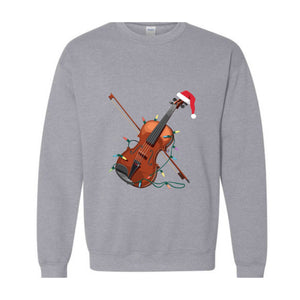 Violin Christmas Lights Sweatshirt, Violin Hoodie, Christmas Violin Hoodie, Violinist Hoodie, Musician Hoodie, Christmas Lights Hoodie