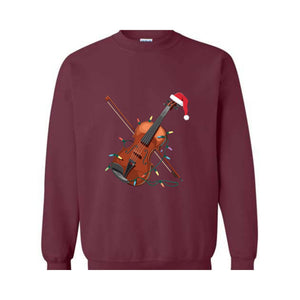 Violin Christmas Lights Sweatshirt, Violin Hoodie, Christmas Violin Hoodie, Violinist Hoodie, Musician Hoodie, Christmas Lights Hoodie