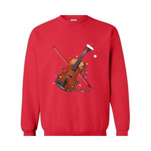 Violin Christmas Lights Sweatshirt, Violin Hoodie, Christmas Violin Hoodie, Violinist Hoodie, Musician Hoodie, Christmas Lights Hoodie