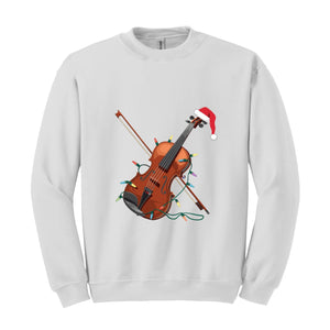 Violin Christmas Lights Sweatshirt, Violin Hoodie, Christmas Violin Hoodie, Violinist Hoodie, Musician Hoodie, Christmas Lights Hoodie