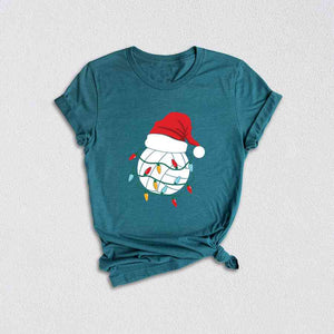 Volleyball Christmas Lights Shirt, Volleyball Lover Xmas Gift, Santa Hat Shirt, Volleyball Xmas Shirt, Xmas Sports Shirt, Volleyball Team