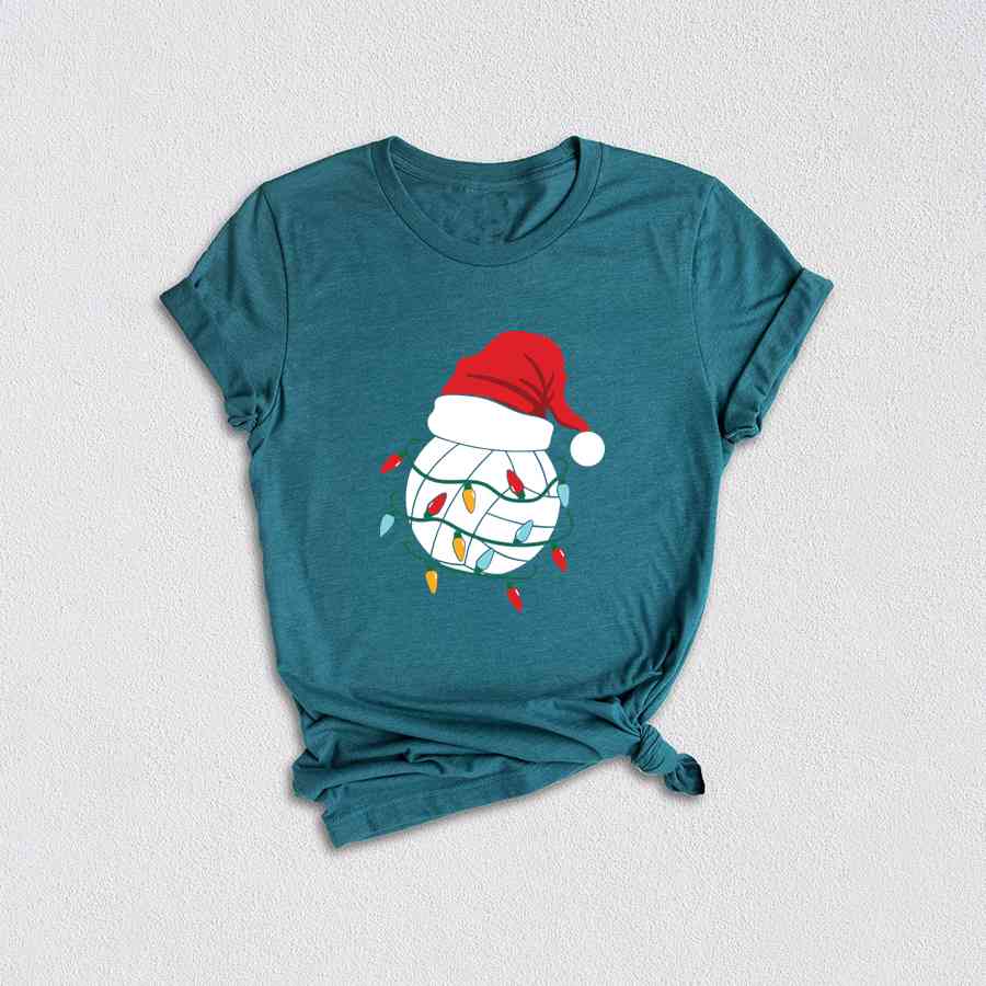 Volleyball Christmas Lights Shirt, Volleyball Lover Xmas Gift, Santa Hat Shirt, Volleyball Xmas Shirt, Xmas Sports Shirt, Volleyball Team