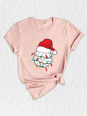 Volleyball Christmas Lights Shirt, Volleyball Lover Xmas Gift, Santa Hat Shirt, Volleyball Xmas Shirt, Xmas Sports Shirt, Volleyball Team