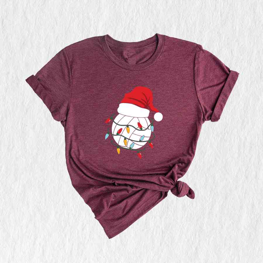 Volleyball Christmas Lights Shirt, Volleyball Lover Xmas Gift, Santa Hat Shirt, Volleyball Xmas Shirt, Xmas Sports Shirt, Volleyball Team
