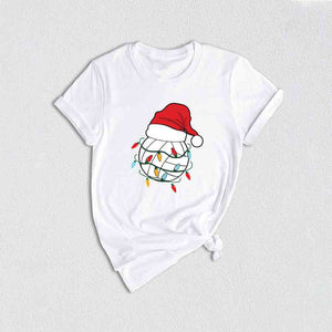 Volleyball Christmas Lights Shirt, Volleyball Lover Xmas Gift, Santa Hat Shirt, Volleyball Xmas Shirt, Xmas Sports Shirt, Volleyball Team