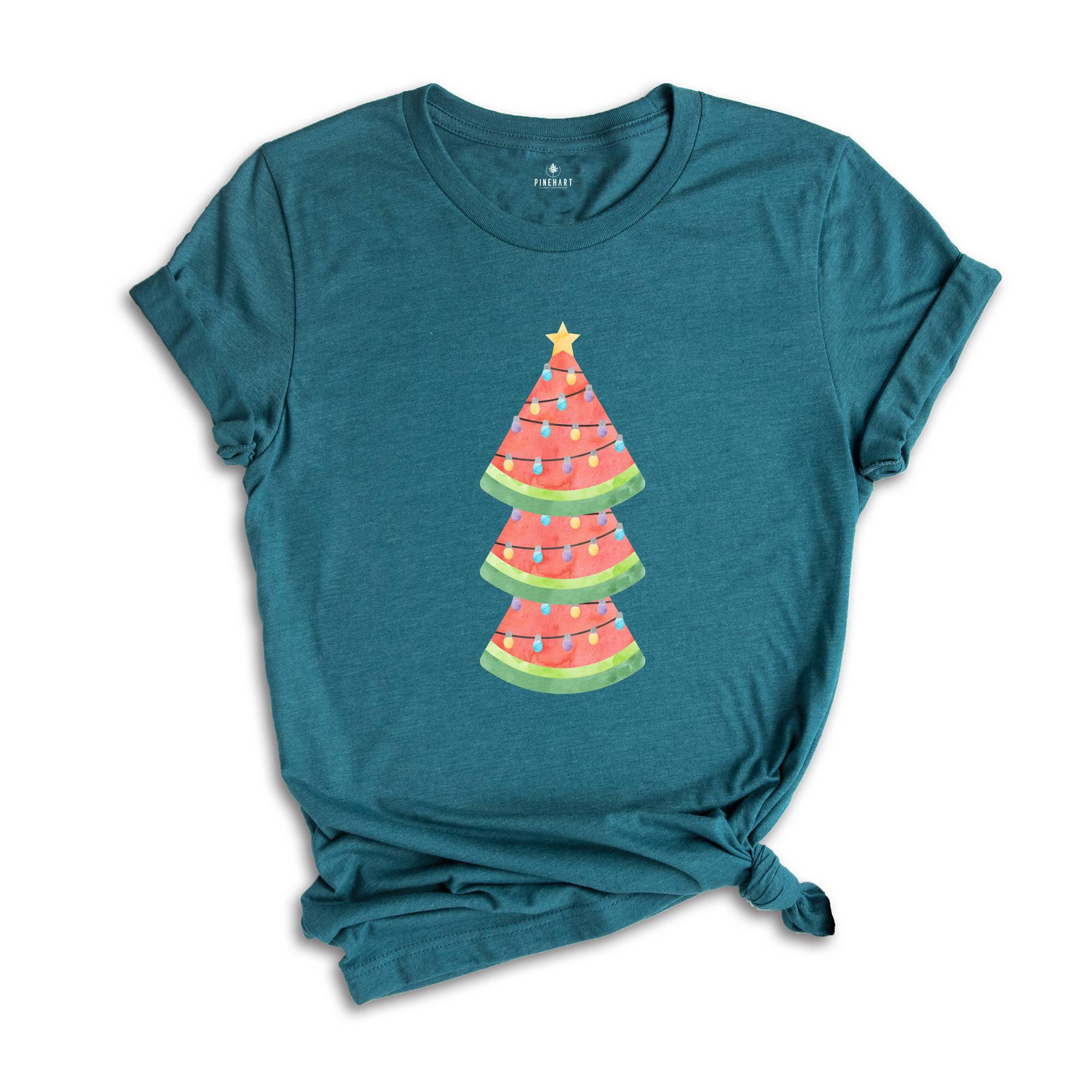 Watermelon Tree Shirt, Christmas T-Shirt, Xmas in July Shirt, Summer Santa Tshirt, Beach Christmas Gift