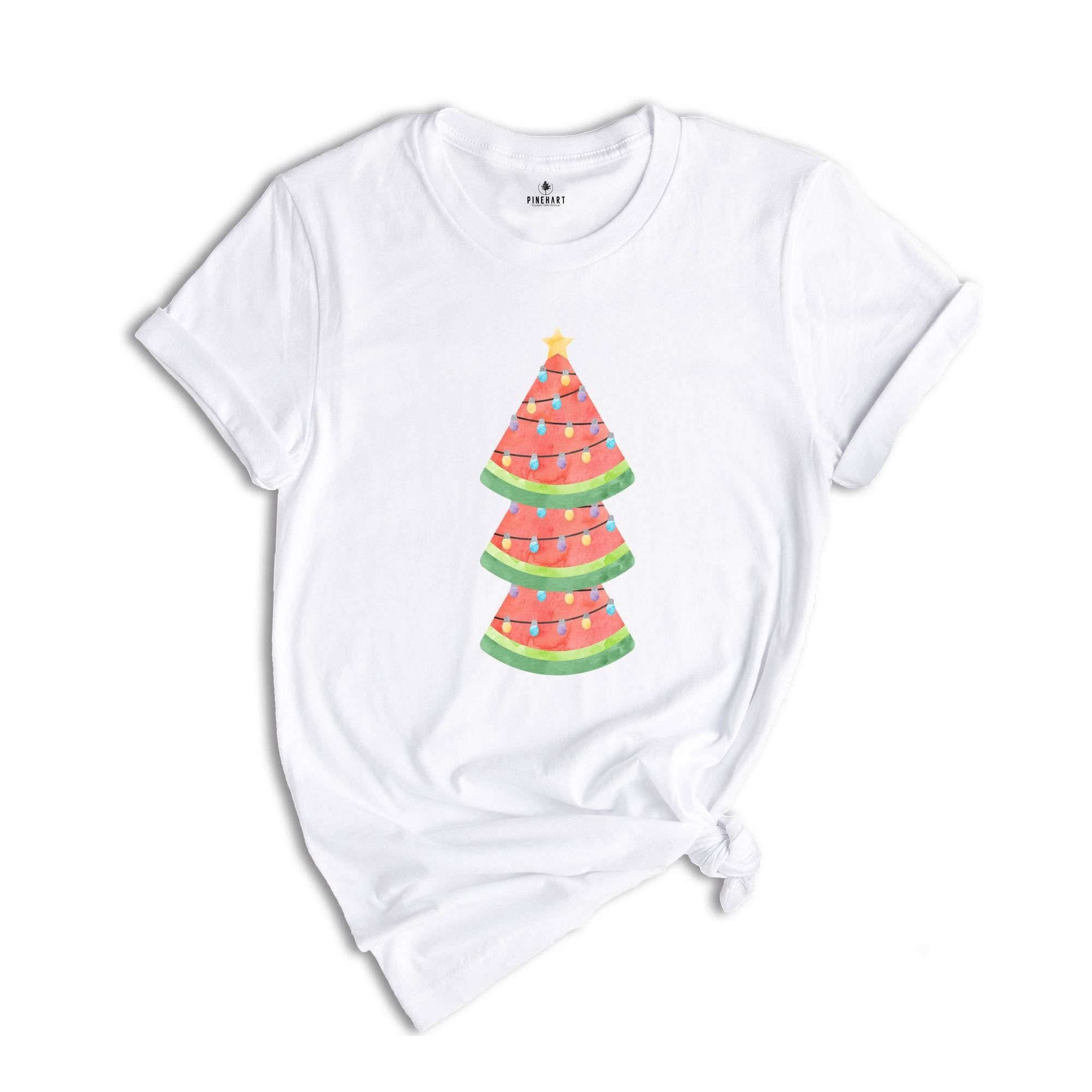 Watermelon Tree Shirt, Christmas T-Shirt, Xmas in July Shirt, Summer Santa Tshirt, Beach Christmas Gift