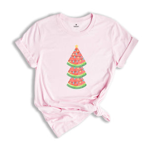 Watermelon Tree Shirt, Christmas T-Shirt, Xmas in July Shirt, Summer Santa Tshirt, Beach Christmas Gift